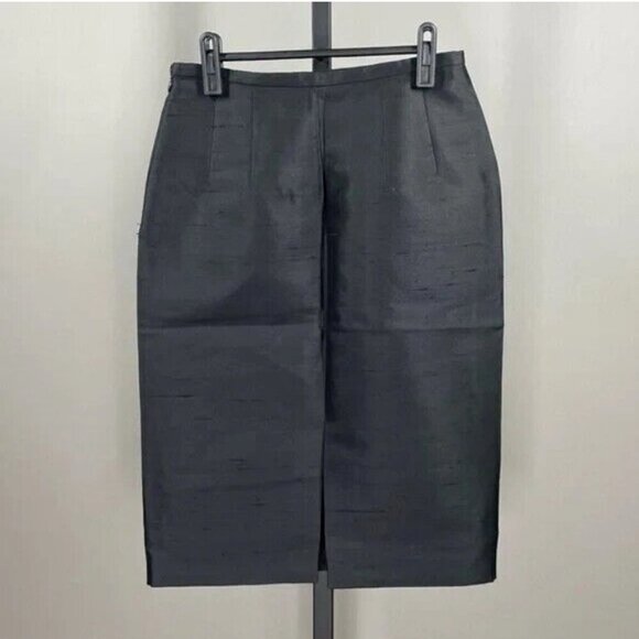 NEW Michael Kors Pencil Skirt Womens 2 black silk straight vintage designer - Picture 9 of 11